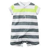 Carters Baby Boys Striped Jersey Henley Romper Grey
