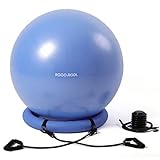 RGGD&RGGL Yoga Ball Chair, Exercise Balance Ball Chair 65cm with Inflatable Stability Ring, 2 Resistant Bands and Pump for Core Strength and Endurance (Upgrade Blue)