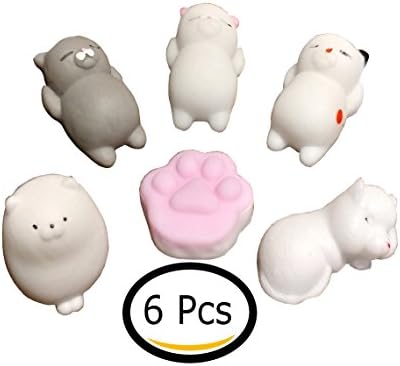 Mochi Cats Stress Toys, 6 Pcs / 6 Pieces Mochi Squishy Toy Mini Cat Squishy Mochi Squishy Cat Mochi Squeeze Toys Soft Squishy Stress Relief Animal Toys Cat lover edition