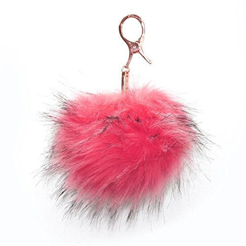 CC Fox Faux Fur Cell Phone Purse Key Chain, Coral