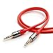 PlugLug - 3.5mm 8 FT Premium Auxiliary Audio Cable (Red) - Male to Male for Headphones, iPods, iPhones, iPads, Home/Car Stereos and More