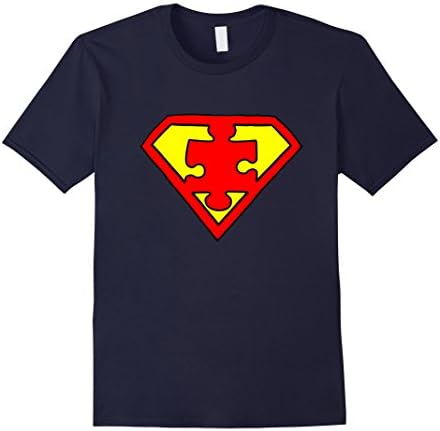 Men's Super Autism Superhero Man Jigsaw Puzzle Hero T-Shirt XL Navy