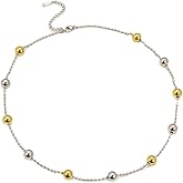 Kokoma Minimalist Round Ball Necklace for Women Stainless Steel Bead Statement Stacking Necklaces Adjustable Link Chain Choker Delicate Jewelry