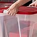 IRIS USA TB-56D Holiday Plastic Storage Tote, 3 Pack, Clear/Red, 3 Count