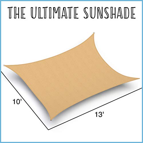 Homeries Sun Shade 185gsm (10x13)' - Rectangular Heavy Duty Sail Canopy - Premium UV Block Sunshade Cover for Patio, Backyard, Deck, Porch, Outdoor Activities