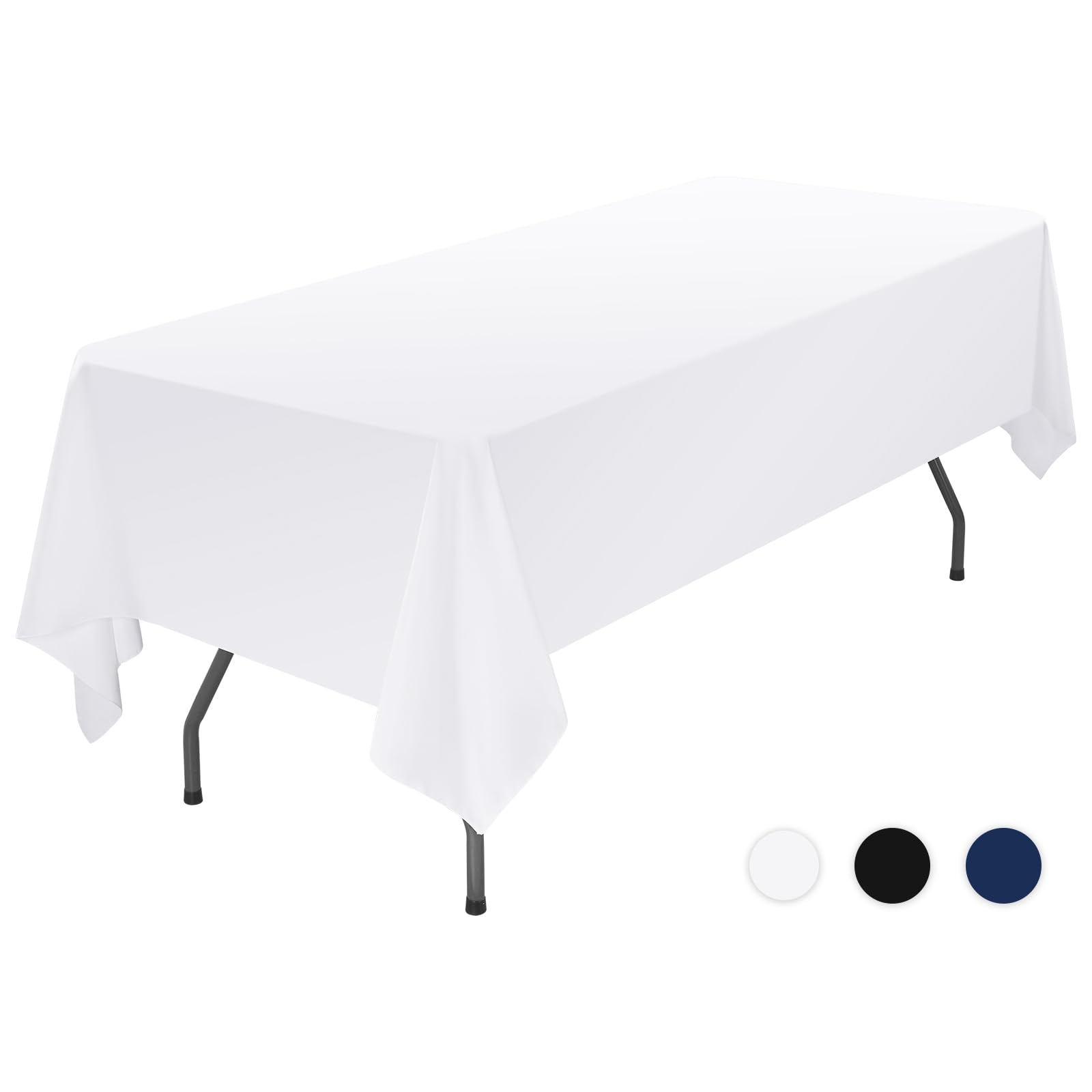 Showgeous White Tablecloths Rectangular Polyester Tablecloth for 8ft Rectangle Tables Washable White Fabric Table Covers for Wedding Banquet Restaurant Buffet Parties Camping(153x320cm)