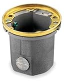 Hubbell Wiring Systems B2588 Cast Iron Round Wooden Floor Box with Brass Collar, 1 Gang, 18.5 Cubic Inches Capacity, 1/2