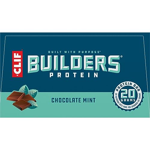CLIF BUILDERS PROTEIN BARS – CHOCOLATE MINT FLAVOR – 20G PLANT BASED PROTEIN – GLUTEN FREE – NON-GMO – LOW GLYCEMIC – NO ARTIFICIAL SWEETENERS – VALUE PACK, 2.4 OZ. (12 COUNT)