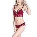 Bluewhalebaby Women's Sexy Push Up Embroidery Lace Bra and Panties Lingerie Set (Suspender Garter Belt & Stockings Optional)