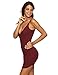 MakeMeChic Women's Sexy Deep V Neck Bodycon Club Night Party Mini Dress Burgundy S