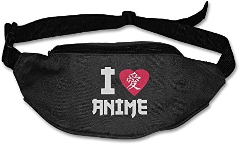 Creative I Love Anime in Japanese Lover Outdoors Fanny Pack Bag Belt Bag Running Waist Pack Sport Waist Pack for Mens & Womens Black