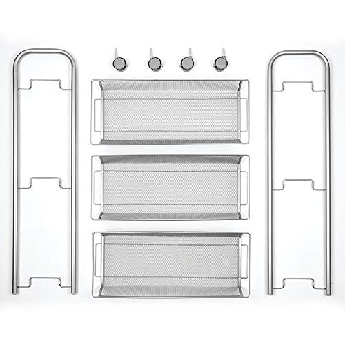 mDesign Portable Rolling Laundry Utility Cart Organizer Trolley with