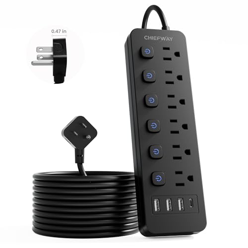 6-Outlet Power Strip with 4 USB Ports