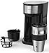 Vremi Single Cup Coffee Maker - Includes 14 Ounce Travel Coffee Mug and Reusable Filter - Personal 1 Cup Drip Coffee Maker to Brew Ground Beans - Black and Silver Single Serve One Cup Coffee Dripper