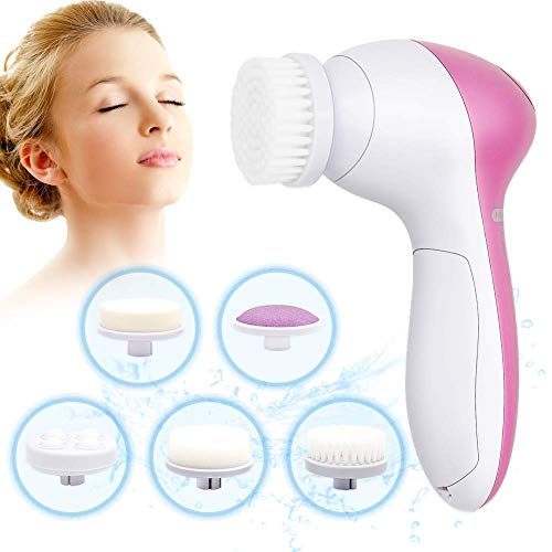 Facial Cleanser Brush, Brush Head 5 in 1 Cleanser Face Wash Facial Soft Cleansing Electric Massager
