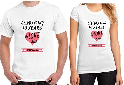 Ritzees Unisex Male Female Kids Micro Poly Printed Couple Combo White T-Shirt On Anniversary