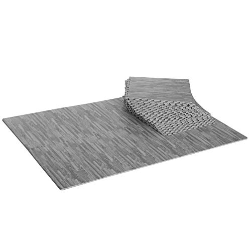 Saffri Interlocking Large Grey wooden Floor Mat Garage Exercise Play