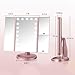 EASEHOLD Makeup Vanity Mirror with 2X 3X Magnifying Dimmable 21 LED Lighted Desk Mirror Adjustable 180 Degree Rotation Touch Screen Dual Power Supply Countertop Portable Tri-Fold Mirror