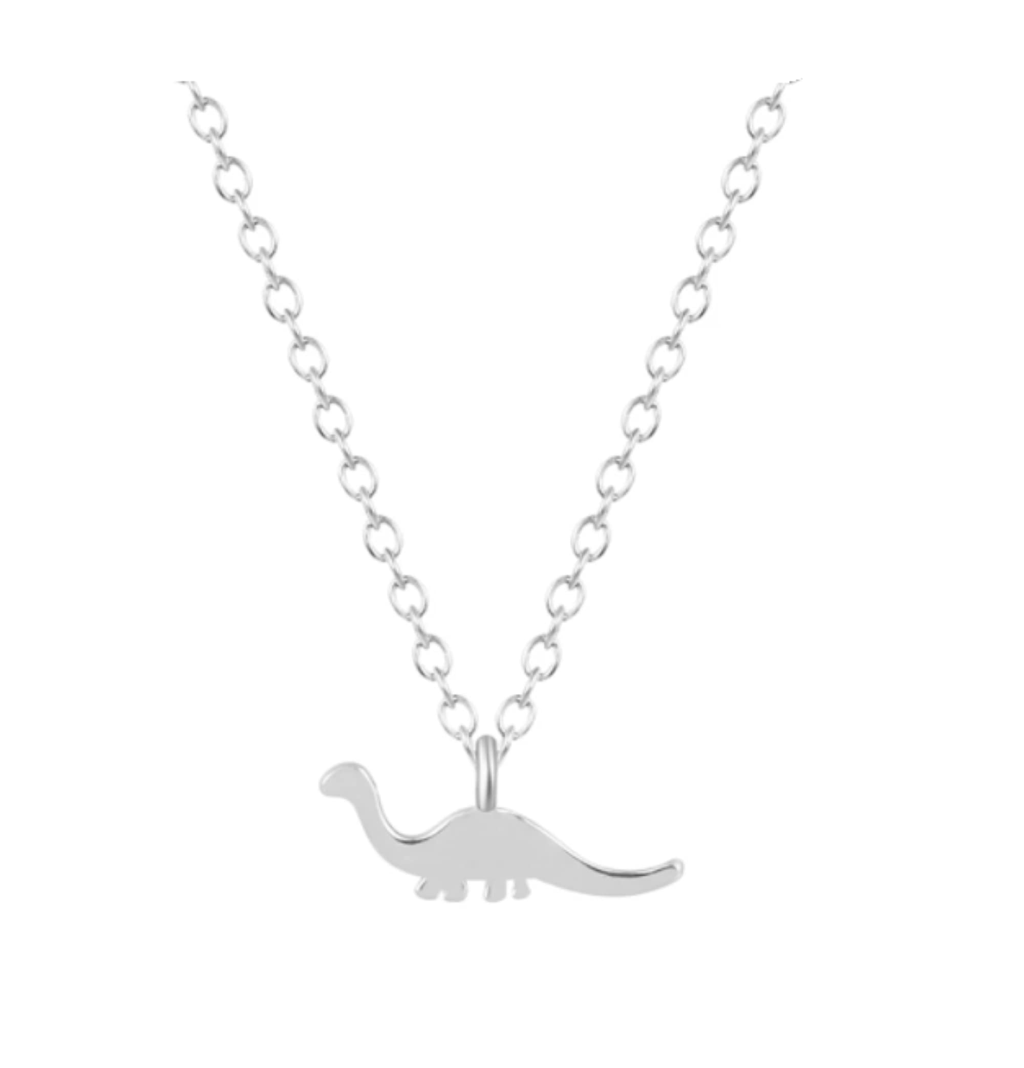 CrownOfRibbons Silver Dinosaur Necklace, Gifts for Women, Cute Jewellery For Her