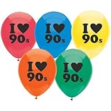 American Balloon Company 90s Balloons 10 Latex 90s Theme Balloons Assorted Colors