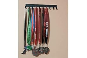 THE METAL PEDDLER Plain Black Sports Medal Hanger Display - 14.5 inches with 10 Hooks - Made in The USA