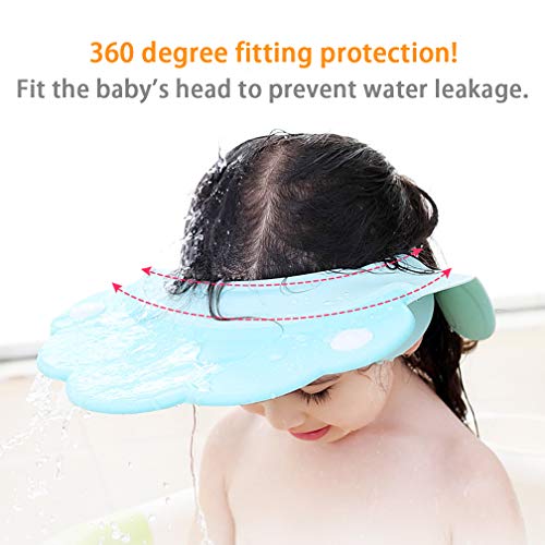 Maveek Baby Bathroom Safety Visor Caps Child Shower Cap，Adjustable Sticker, Comfortable, Soft, Safe, Waterproof & Elastic Ring Hat – for Showers, Bathing, Hair Cut, Pool, Beach, Toddlers(Pink&Green) - Thumbnail 5
