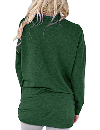 Hisweet Women's Casual Tunic Shirt Long Sleeve Tops Loose Comfy Sweatshirt Green XXL