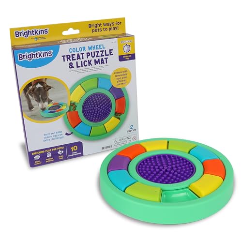 Brightkins Color Wheel Treat Puzzle and Lick Mat - Interactive Dog Toys, Puppy…
