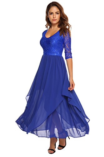 Angvns women’s v neck floral lace chiffon full length…