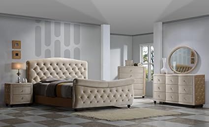 Amazon Com Diamond Sleigh Bedroom Set Queen Size 5 Pc Bed