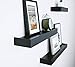 Ballucci Modern Ledge Wall Shelves, Set of 4 Wood Floating Shelves for Bedroom, Bathroom, Living Room, Kitchen, Nursery, Black