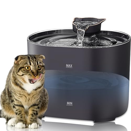 MXCOCO Fuente de Agua para Gatos, 74oz/2.2 L Bebedero para Gato con luz LED, Fuente para Mascotas con Bomba Ultra Silenciosa, Dispensador de Agua para Perros con Filtros, Sin BPA