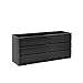 Home Square 2 Piece Dresser and Night Stand with Drawers in Black Woodgrain