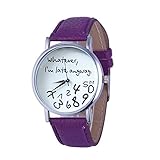 Womens Quartz Watches with Worlds,COOKI Unique Analog Fashion Clearance Lady Watches Female watches on Sale Casual Wrist Watches for Women,Round Dial Case Comfortable PU Leather Watch-H31 (Purple)