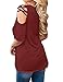 LILBETTER Women's V Neck T Shirts Casual Loose Hollow Out Shoulder Blouses (Wine Red M)
