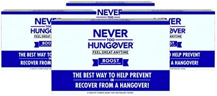 Never Too Hungover Boost - Hangover Recovery or Prevention Drink (24 Pack - 3.4oz Bottles)