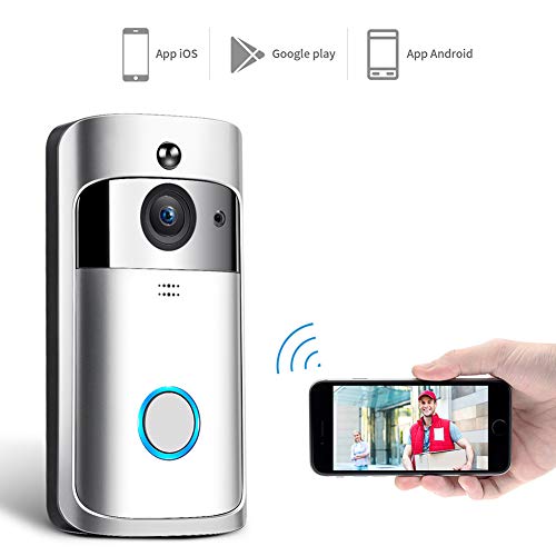 Fashionwu Wireless Video Doorbell Voice Intercom Home WiFi Phone Remote Electronic Cat Eye Silver