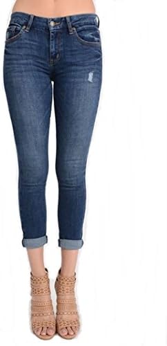 Eunina Women's Greta Mid Rise Skinny Roller Crop Jeans