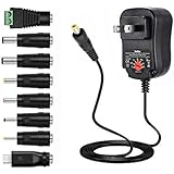 Belker 12W 3V 4.5V 5V 6V 7.5V 9V 12V Adjustable Voltage Universal AC/DC Adapter Power Supply for Household Electronics - 1A Max. [BN]