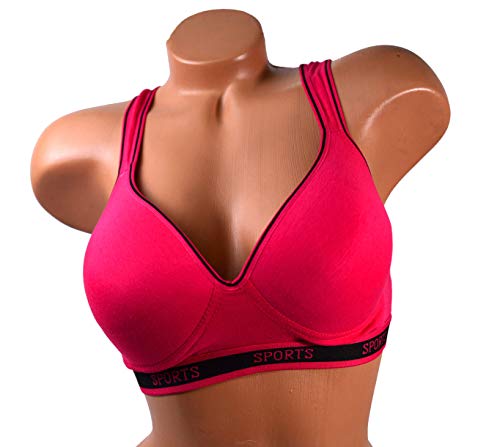 Viola's Secret Women Bras 6 Pack of Cotton Sports Bra with B Cup C Cup D Cup (36B)