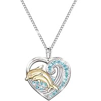 Lx10tqy Fashion Women Hollow Heart Shape Dolphin Rhinestone Chain Necklace Lover Jewelry Gift