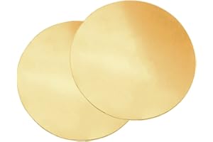 Tynulox 2 Pcs 12 Gauge Brass Round Plate, 0.08" Thickness x 2-1/2" Diameter H62 Brass Copper Metal Sheet for Crafts, Models, Repairs