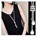 Rurah Fashion Ladies Luxury Charm Crystal Spiral Pearls Pendant Tassel Necklace Long Necklace Sweater Chains,Silver color