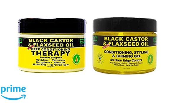 Amazon Com Eco Style Black Castor Oil Flaxseed Oil Hair Bundle