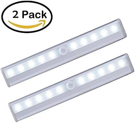 TFBOYS Night Light, Built-in Battery USB Rechargeable Wireless Motion Sensor Light with 10 LED Lights, Stick-on Magnetic Strip (2 Pack)