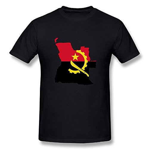 TDUAN10X Men's Flag Of Angola Casual Style Tee Black Size XXL