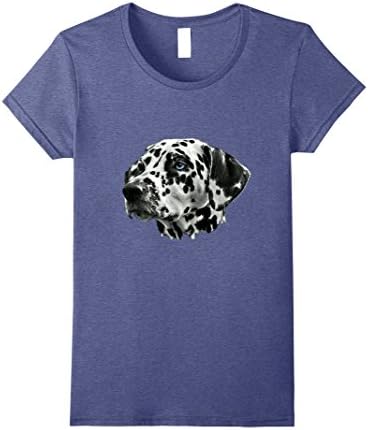 Women's Dalmatian Black And White Firehouse Dog T-Shirt XL Heather Blue