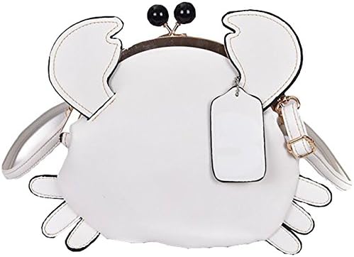 QZUnique Women's PU Crab Clasp Closure Tote Handbag Cute Satchel Cross Body Shoulder Bag White