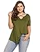 Zeagoo Womens Plus Size Tunic Tops Criss Cross V Neck Short Sleeve Summer T Shirt Casual Tops