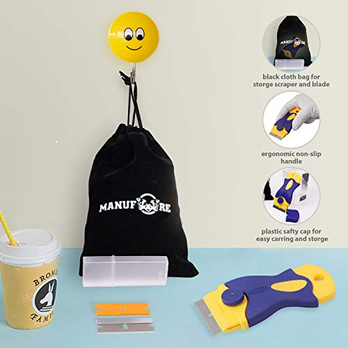 MANUFORE Portable MultiPurpose Razor Blade Scraper for Cleaning Glass